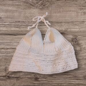 White Crochet Halter Top